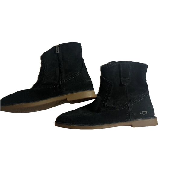 UGG Catica Ankle Boots Women’s Size 9 Black Suede Zipper Booties - Picture 1 of 5